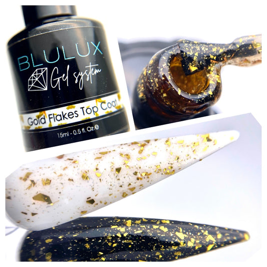 BLULUX Gold Flakes Top Coat 15 ml